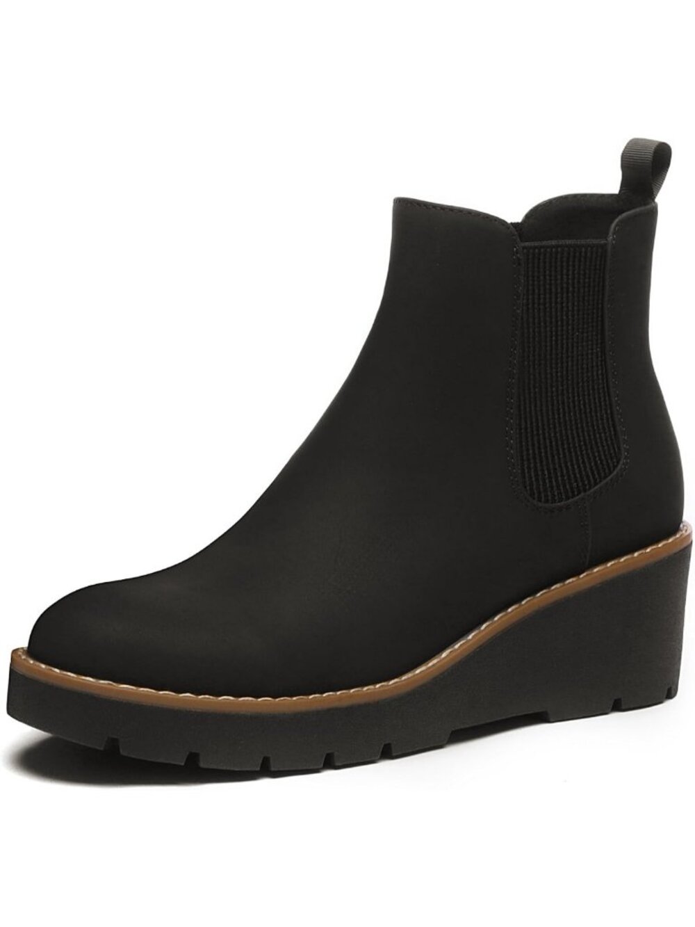 Stylish Women's Platform Wedge Ankle Boots - Trendy Chelsea Design, Comfortable
